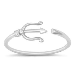 Sterling Silver Trident Ring 6 mm 925 Fashion Band
